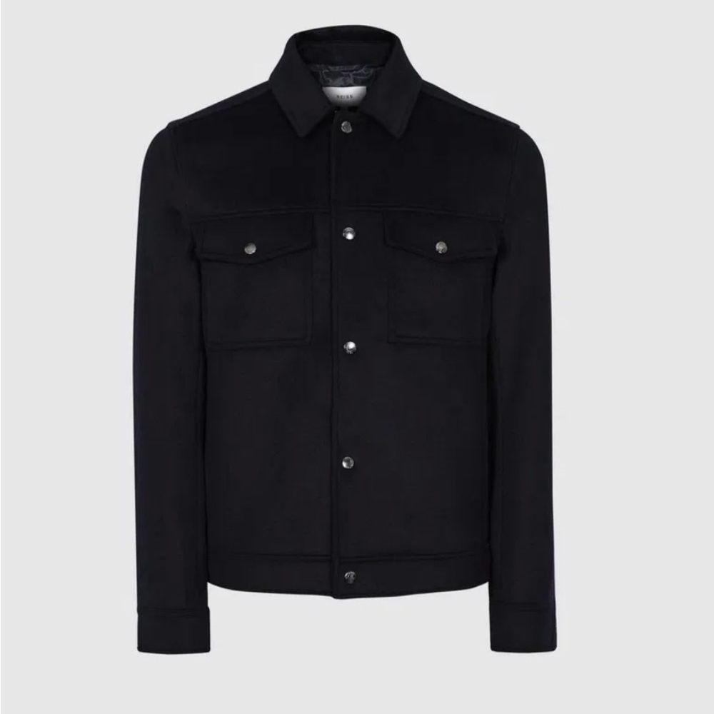 Reiss NEW Jenner Wool Blend Blouson Jacket Navy